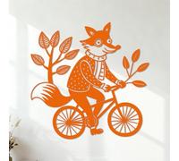 Wall Decals Cool Fox Mask Riding A Bike Graphic 42x42.4cm Removable Without Leaving Glue Orange
