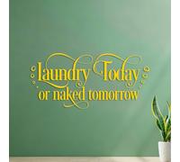 Wall Decals Do The Laundry Today Or Tomorrow Quote Laundry Text with Bubble Clothes Laundry Shop 34x72.8cm Glass Stickers Yellow