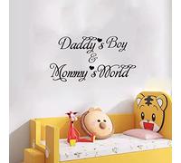 Wall Decals for Boys, Baby Wall Stickers, (Easy to Apply), Wall Decor Vinyl Art Quotes Nursery Bedroom Inspirational Kids Girls Dream Saying Home Positive Family, Daddy's Boy and Mommy's World 21"X11"