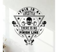 Wall Decals Gym Fitness Design This is a Lifestyle There ts no Finish line 54.6x61.1cm Wall beautification Black