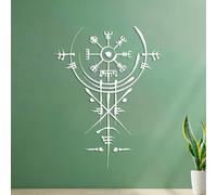 Wall Decals Hand Drawn Vegvisir. Ancient Navigation Compass. Old Magic Sign. Celtic Viking Mythology Symbols 54.6x71.7cm Multiple Size Options White