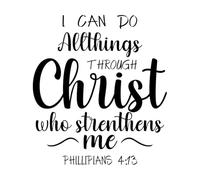 Wall Decals i can do Things Through Christ who strenthens me Christian Design 42x46.9cm Art Mural Painting Black