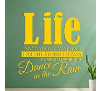 Wall Decals Life Isn't About Waiting for The Storm to Pass Learning Dancing in The rain. 54.6x56.6cm Multi Color Selection Yellow