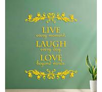 Wall Decals Live Every Moment Laugh Every Day Love Beyond Words 42x54.3cm Car Body Decoration Yellow