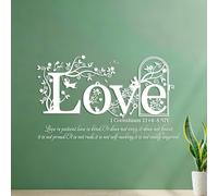 Wall Decals Love The Bible 1 Corinthians 13:4-8NIV Patient Kind Does Not Envy Does Not Boast is Not Proud. 54.6x91.6cm Art Decoration White