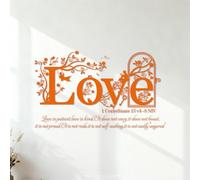 Wall Decals Love The Bible 1 Corinthians 13:4-8NIV Patient Kind Does Not Envy Does Not Boast is Not Proud. 35x58.7cm Removable Without Leaving Glue Orange