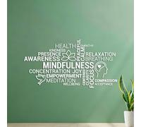 Wall Decals Mindfulness Meditation Yoga Zen Relaxation 53x101.8cm Self Adhesive White