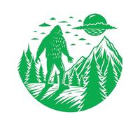 Wall Decals Paster Paper Bigfoot Walking Silhouette 54.6x58.1cm Removable Without Leaving Glue Green