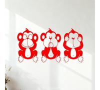 Wall Decals Paster Paper Buddhism Symbolss Three Wise Monkeys Yoga Meditation Relaxation OM Zen 53x101.8cm Can Modify and add Information Red