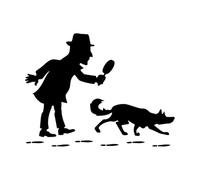 Wall Decals Paster Paper Cartoon Detective Snooper with Dog Kids 81x108.5cm Self Adhesive Extra Large Black
