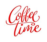 Wall Decals Paster Paper Coffee Time Lettering Phrase Isolated On White 51x57.9cm Store Decoration Red