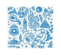 Wall Decals Paster Paper Collection of Celestial Mystic Esoteric Magic 54x59.1cm Personalized Customization Blue