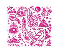 Wall Decals Paster Paper Collection of Celestial Mystic Esoteric Magic 54x59.1cm Store Decoration Rosered