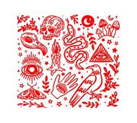 Wall Decals Paster Paper Collection of Celestial Mystic Esoteric Magic 72x78.9cm Multiple Size Options Red