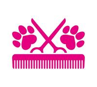 Wall Decals Paster Paper Comb Scissors Pet Grooming Salon Pets Care 34x48.5cm Store Decoration Rosered