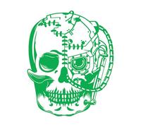 Wall Decals Paster Paper Cyborg Robot Mechanical Skull Fiction Cyber 51x62.3cm Can Modify and add Information Green