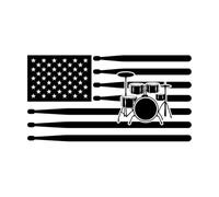 Wall Decals Paster Paper Drums Music Musician Musical Flag of America 30x56.9cm Can Modify and add Information Black