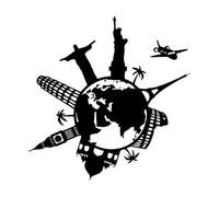 Wall Decals Paster Paper Earth Planet World Map Globe Countries 36x36.4cm Window Decals Black