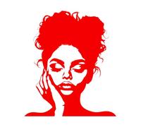 Wall Decals Paster Paper Elegant Silhouette of a Women with Curly Hair Touching her face 54.6x62.8cm Art Mural Painting Red