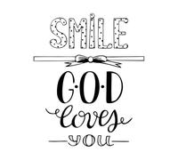Wall Decals Paster Paper Hand Lettering Smile god Loves You 41x49.4cm Art Decoration Black