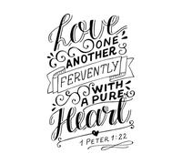 Wall Decals Paster Paper Hand Lettering with Bible Verse Love one Another 36x55.8cm Removable Without Leaving Glue Black