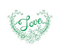 Wall Decals Paster Paper Hand Lettering Word Love with Floral Wreath 34x45cm It Won't Fall Off Green