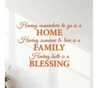 Wall Decals Paster Paper Having Somewhere to go is a Home.Having Someone to Love is a Family.Having Both is a Blessing. 35x50.2cm Glass Stickers Orange
