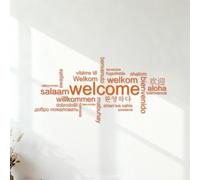 Wall Decals Paster Paper Hello Welcome in Different Languages Welcome Quotes Family Phrases 53x106.5cm Personalized Customization Orange