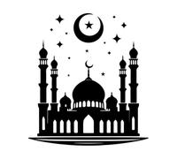 Wall Decals Paster Paper Islamic Mosque Silhouette 36x39.7cm Easy Installation S-Black