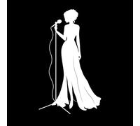 Wall Decals Paster Paper Jazz Singer Woman Microphone Music Concert 30x50.6cm Can Modify and add Information White