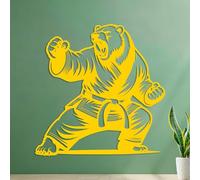 Wall Decals Paster Paper Karate Bear Athlete 35x35.4cm Do not Damage the wall Surface Yellow