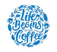 Wall Decals Paster Paper Life Begins After Coffee Lettering Motivational Poster 67.2x67.7cm Removable Without Leaving Glue Blue