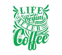 Wall Decals Paster Paper Life Begins After Coffee Typography Quote 64x81.4cm Equipped with Transfer Film kit Green