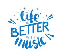 Wall Decals Paster Paper Life is Better with Music Inspirational Quote About Music Hand Drawn with Lettering Phrase 67.2x75.4cm Can Modify and add Information Blue