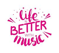 Wall Decals Paster Paper Life is Better with Music Inspirational Quote About Music Hand Drawn with Lettering Phrase 67.2x75.4cm Tattoo Culture Rosered