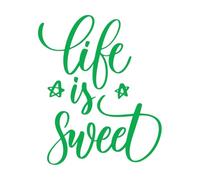 Wall Decals Paster Paper Life is Sweet Hand Drawn Phrase Brush Pen Lettering with Inspirational Words Brush Pen Calligraphy 65.6x79.5cm Self Adhesive Green