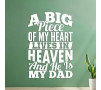 Wall Decals Paster Paper My Heart Lives in Heaven and he is dad 35x52.6cm It Won't Fall Off White