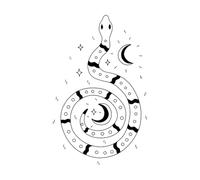 Wall Decals Paster Paper Mystical Snake Among crescents and Stars Print 36x57.5cm Equipped with Transfer Film kit Black
