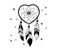 Wall Decals Paster Paper Native American Indian Talisman Dream Catcher with Hearts and Feathers Boho Style Tribal Symbol 42x48.5cm Multiple Size Options Black
