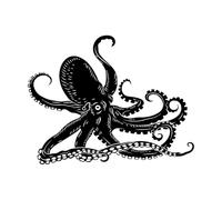 Wall Decals Paster Paper Octopus Kraken Ocean Marine Animals Bathroom 54x72.2cm Equipped with Transfer Film kit Large Black
