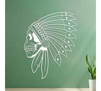 Wall Decals Paster Paper Sticker of A Native American Skull Head Outline 35x43.8cm Multi Color Selection White