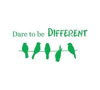 Wall Decals Paster Paper Words Dare to Be Different Motivation Phrase 28x61.8cm Multiple Size Options Green