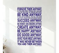 Wall Decals People are Often unreasonable Irrational and self Centered Forgive Them Anyway. Mother Teresa 54.6x87.2cm Multi Color Selection DarkBlue