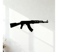 Wall Decals PVC Ak47 Assault Rifle Garage Tattoo Boy Military 27x84.4cm Easy Installation Black