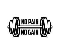 Wall Decals PVC Barbell and no Pain no gain Inspirational Lettering Stock Best 30x65.8cm Can Modify and add Information Black