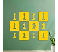 Wall Decals PVC Chessmen Chess Game Club Chessboard 54.6x72.8cm Tattoo Culture Yellow