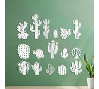 Wall Decals PVC Desert Cactus Natural Plant 54.6x58.3cm Do not Damage the wall Surface White