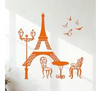 Wall Decals PVC Eiffel Tower Paris France Romance Landscape 35x35.8cm Easy Installation Orange