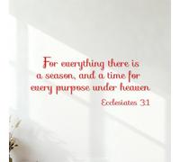 Wall Decals PVC for Everything There is a Season and a time for Every Matter Under Heaven.Ecclesiastes 3:1 40.8x99.3cm Art Decoration Red