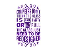 Wall Decals PVC Geek Quote Engineers Don't Think Glass 47.6x85.8cm Art Decoration Purple